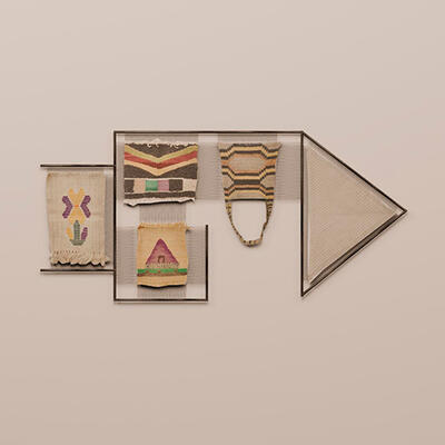 Linse Copia de Tejido horizonte, 2024, Hierro, lana de oveja, fibra de chaguar y algodón, 200 x 100 x 5cm