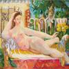 Mariano Rodríguez. Mujer Reclinada, 1942. Óleo sobre tela, 33 x 36 in. Cortesía del Museo Frost FIU
