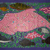 Roldán Pinedo Shoyan Shëca (Ucayali, Perú, 1968) El delfín rosado (2024) Acrílico sobre tela 87 x 150 cm